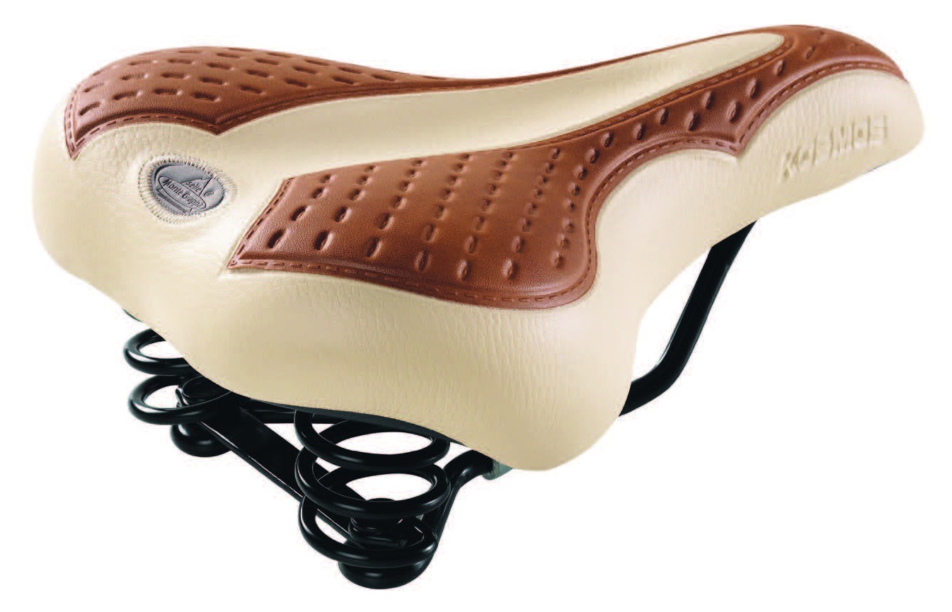 Selle Montegrappa zadel kosmos met vering creme/bruin op kaart