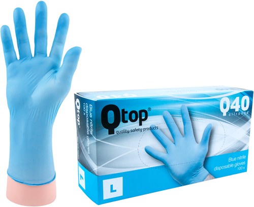 Qtcycletech Q60 top allround heavy nitril handschoenen dispenser maat l per 100 stuks afbeelding