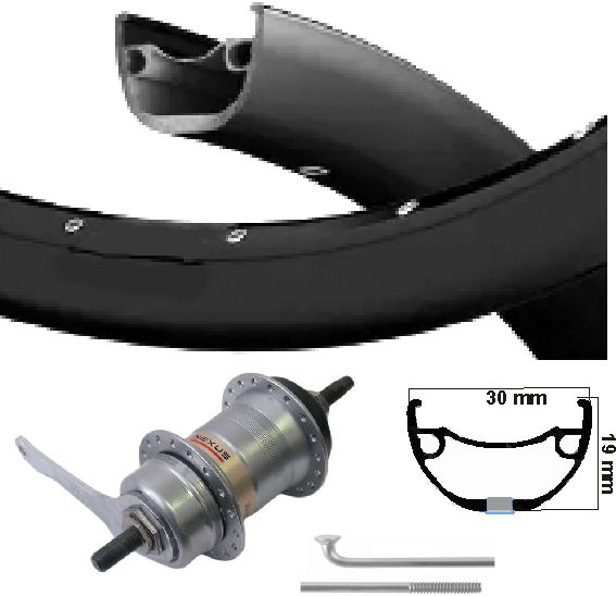 Kgs achterwiel 28 inch (622) velg zwart nexus 3 remnaaf afbeelding