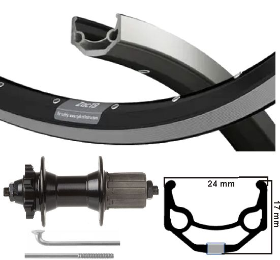 Kgs achterwiel 28 inch (622) zac19 zw/zilv. disk 8-10 sp 6 bout uitval afbeelding