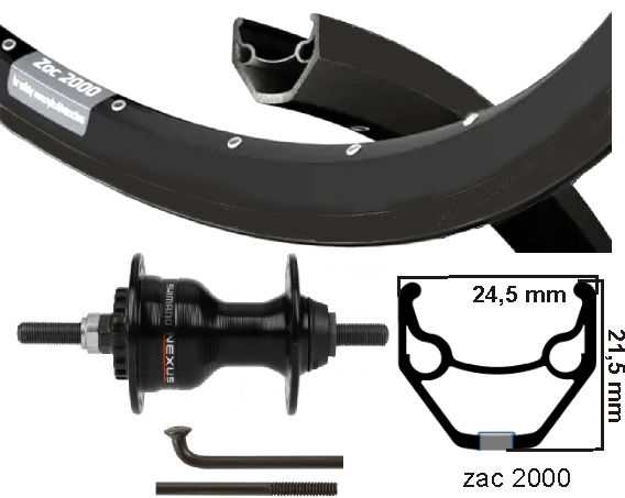 Kgs Voorwiel 28 inch (622) zwart/zwart/zwart shimano rollerbrake vaste as