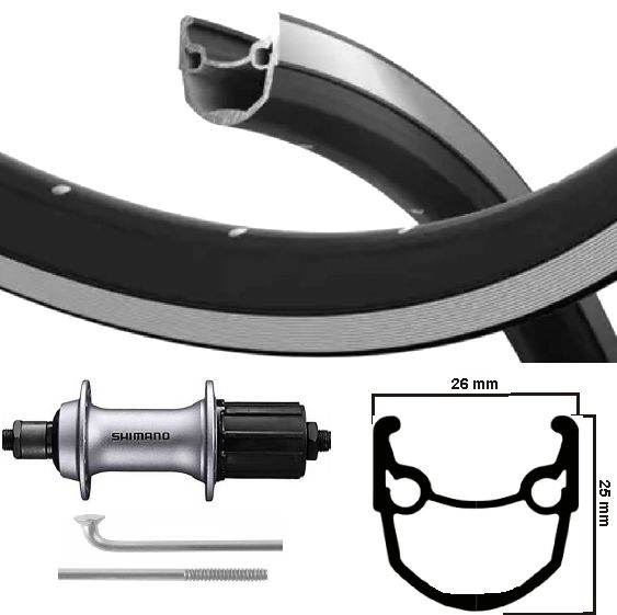 Kgs achterwiel 28 inch (622) zwart-zilver cassette 8-9 speed uitval afbeelding