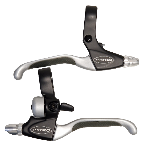 Tektro cl530ts+cl533rt rollerbrake remgreepset 4-vinger zwart/satijn met bel (hangverpakking)
