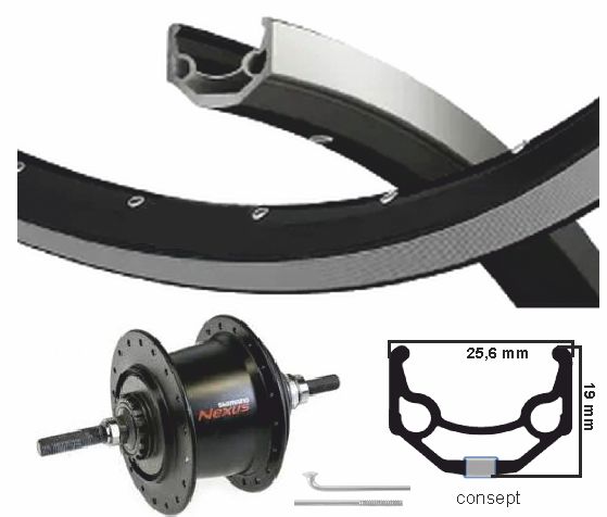 Kgs achterwiel 28 inch 622 zw/zilv nexus 7 rollerbrake / velgrem afbeelding