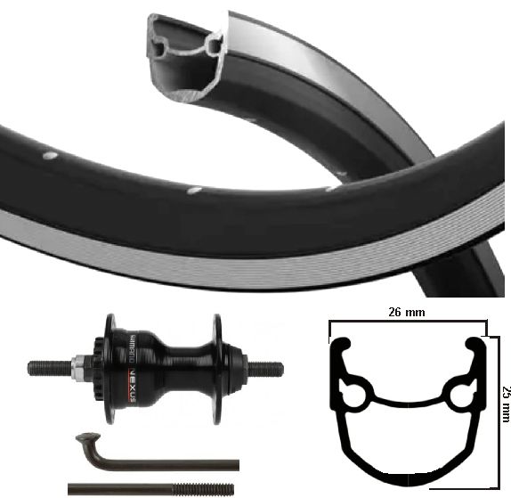 Kgs voorwiel 28 inch (622) velg zwart spaken zwart rollerbrake vaste as afbeelding