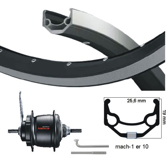 Kgs achterwiel 28 inch (622) nexus 8 remnaaf zwart afbeelding