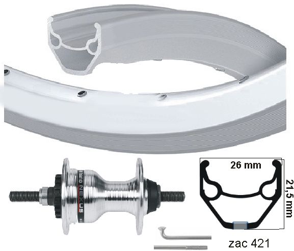 Kgs voorwiel 28 inch (622) zac/421 zilver rollerbrake