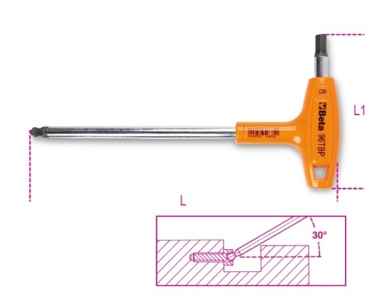 Beta stiftsleutel 96tbp met kogelkop en handgreep 3.0mm afbeelding